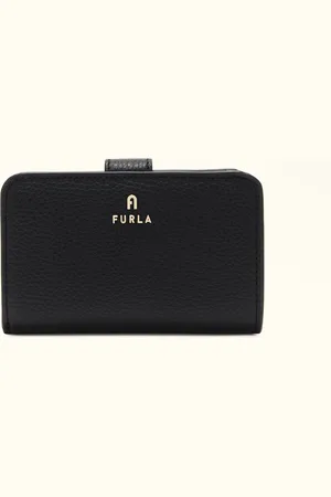 Furla Camelia Portefeuille Compact Nero Cuir De Veau Grainé Femme