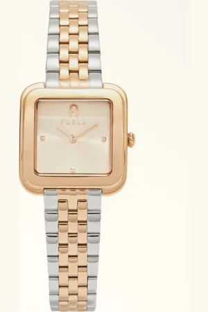 Furla Diamante Montre Avec Boîtier Carré Color Oro Rosa Métal Femme