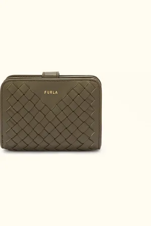 Furla Gerla Portefeuille Compact Sage Cuir Nappa Tressé Femme