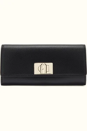 Furla 1927 Portefeuille Continental Nero Cuir Texturé Femme