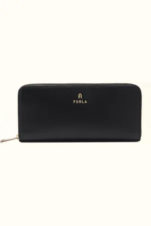 Furla Camelia Portefeuille Zippé Nero Cuir Texturé Femme