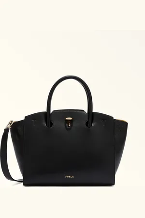 Furla Genesi Sac Cabas Nero Cuir De Veau Souple + Cuir De Veau Grainé Femme