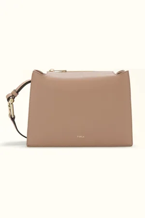 Furla Nuvola Sac À Bandoulière Greige Cuir De Veau Claris Lux Femme
