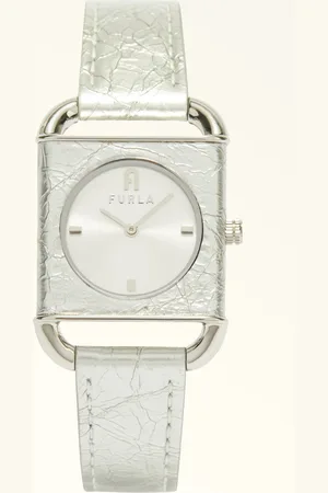 Furla Arco Square Montre Avec Boîtier Carré Color Argento Cuir De Veau Poison + Métal Femme