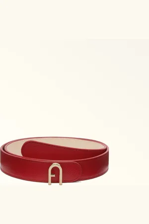 Furla Flow Ceinture Réversible Rosso Veneziano Cuir Texturé Femme