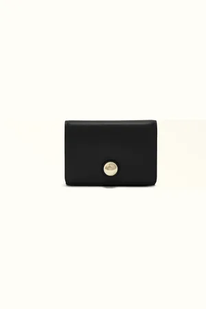 Furla Sfera Portefeuille Compact Nero Cuir De Veau Souple Femme