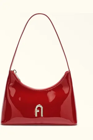 Furla Diamante Sac Porté Épaule Mini Rosso Cuir Verni Femme