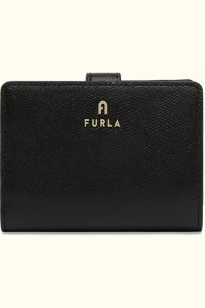 Furla Camelia Portefeuille Compact Nero Cuir Texturé Femme