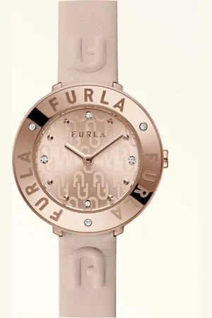 Furla Essential Montre Avec Boîtier Arrondi Candy Cuir De Veau + Métal + Strass Femme