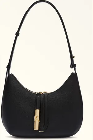 Furla Goccia Sac Porté Épaule Nero Cuir De Veau Night + Cuir De Veau Sidney Femme