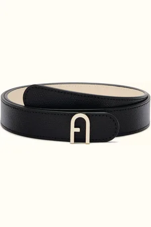Furla Flow Ceinture Réversible Nero Cuir Texturé Femme