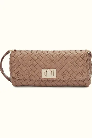 Furla Gerla Sac Porté Épaule Greige Cuir Nappa Tressé Femme