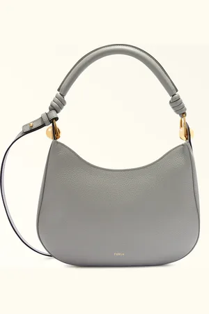 Furla Sfera Sac Porté Épaule Cenere Cuir De Veau Grainé + Cuir De Veau Souple Femme