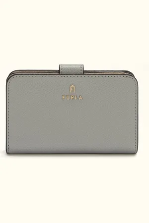 Furla Camelia Portefeuille Compact Cenere Cuir Texturé Femme