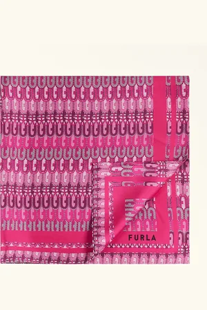Furla Tortona Carré Pop Pink Sergé De Soie À Imprimé Arche Femme