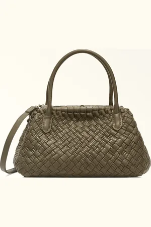 Furla Gerla Sac Boston Sage Cuir Nappa Tressé Femme
