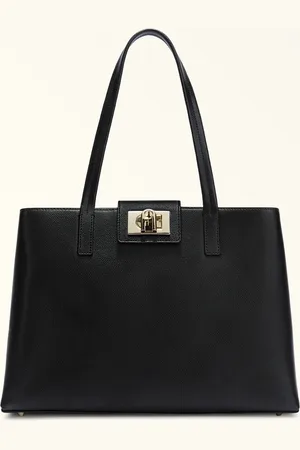 Furla 1927 Sac Cabas Nero Cuir Texturé Femme