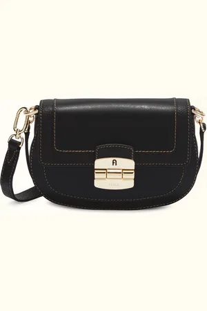 Furla Club 2 Sac À Bandoulière Nero Cuir De Veau Souple + Cuir De Veau Grainé Femme