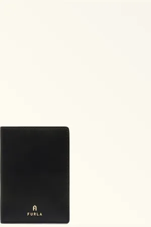 Furla Camelia Porte Passeport Nero Cuir De Veau Souple Femme