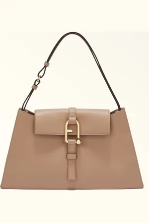 Furla Nuvola Sac Porté Épaule Greige Cuir De Veau Claris Lux Femme