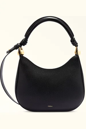 Furla Sfera Sac Porté Épaule Nero Cuir De Veau Grainé + Cuir De Veau Souple Femme