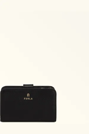 Furla Camelia Portefeuille Compact Nero Cuir Texturé Femme