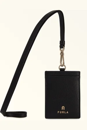 Furla Camelia Porte-badge Nero Cuir Texturé Femme
