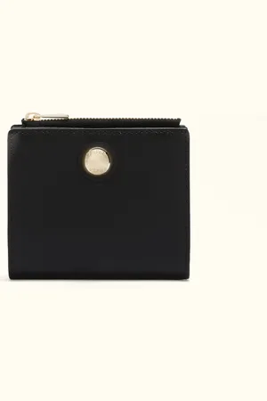 Furla Sfera Portefeuille Compact Nero Cuir De Veau Souple Femme