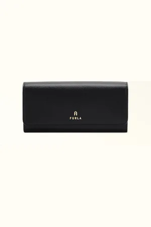 Furla Camelia Portefeuille Continental Nero Cuir Texturé Femme