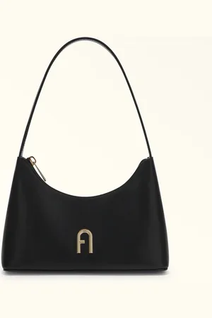 Furla Diamante Sac Porté Épaule Nero Cuir De Veau Souple Femme