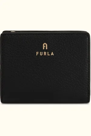Furla Camelia Portefeuille Compact Nero Cuir De Veau Grainé Femme