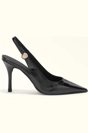 Furla Sfera Sandales À Bride Arrière Nero Cuir Grainé Verni Femme