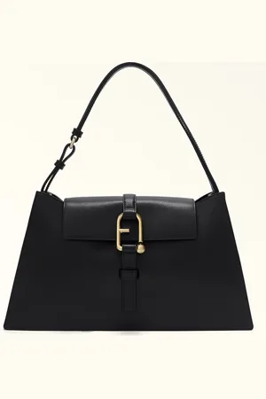 Furla Nuvola Sac Porté Épaule Nero Cuir De Veau Claris Lux Femme
