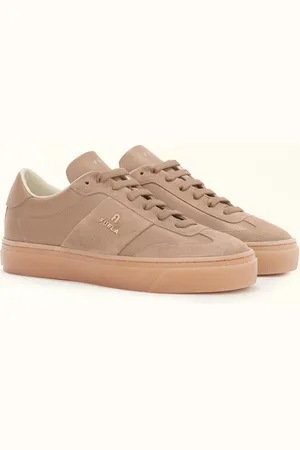 Furla Enjoy Baskets Greige Cuir De Veau + Cuir Refendu Sportif Femme