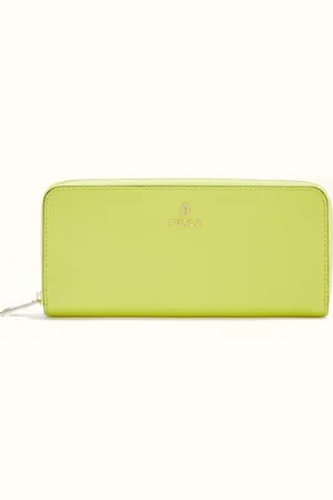 Furla Camelia Portefeuille Zippé Giallo Cedro Cuir Texturé Femme