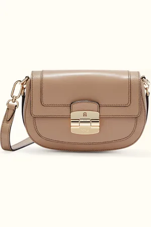 Furla Club 2 Sac À Bandoulière Greige Cuir De Veau Souple + Cuir De Veau Grainé Femme