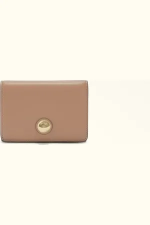 Furla Sfera Portefeuille Compact Greige Cuir De Veau Souple Femme