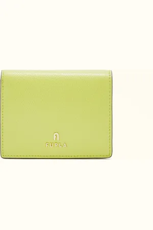 Furla Camelia Portefeuille Compact Giallo Cedro Cuir Texturé Femme