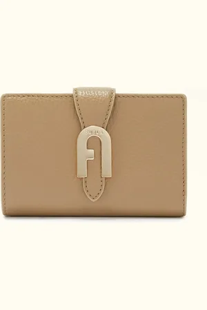 Furla Sofia Grainy Portefeuille Compact M Cappuccino Cuir De Veau Grainé Femme
