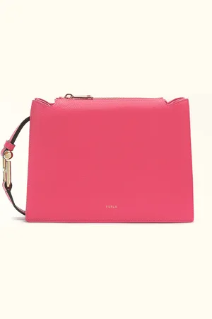 Furla Nuvola Sac À Bandoulière Pop Pink Cuir De Veau Grainé Femme