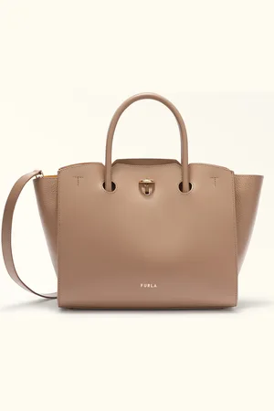 Furla Genesi Sac Cabas Greige Cuir De Veau Souple + Cuir De Veau Grainé Femme
