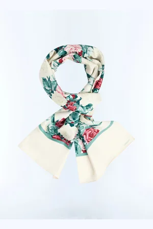 Fursac Foulard en twill de soie à motif floral