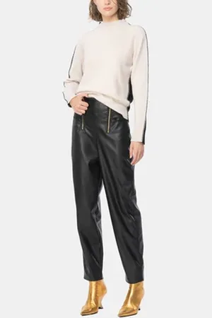 Pantalon carotte en online cuir