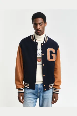 GANT Men Veste Varsity de en mélange de laine et cuir (S)