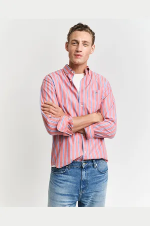 GANT Men Chemise regular fit en popeline à rayures classique (L)