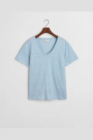 GANT Women T-shirt col V en lin (XS)
