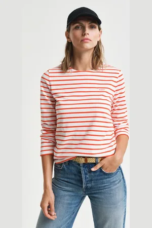 GANT Women T-shirt à manches trois quarts avec rayures marinières (XS)