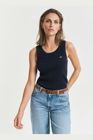GANT Women Débardeur en maille de coton stretch à torsades (XS)