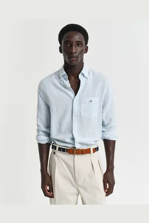 GANT Men Chemise regular fit en coton et lin à rayures (S)