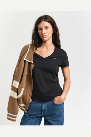 GANT Women T-shirt col V Shield (XS)